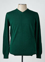Pull col v manches longues vert RECYCLED ART WORLD homme