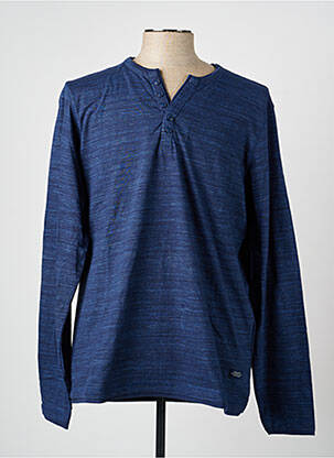 T-shirt tissage chiné manches longues bleu BLEND homme