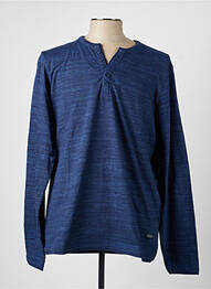 T-shirt col tunisien manches longues bleu BLEND homme