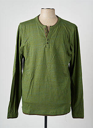 T-shirt col tunisien manches longues vert BLEND homme