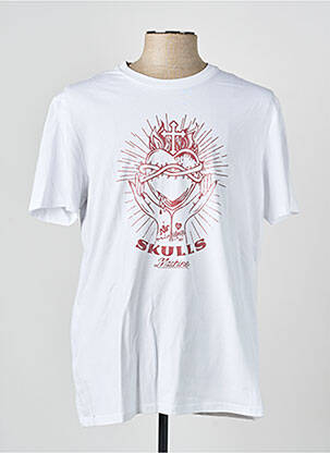 T-shirt bio manches courtes blanc SKULLS MACHINE homme