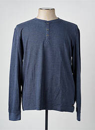 T-shirt col tunisien manches longues bleu BLEND homme