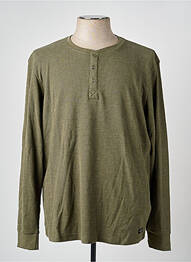 T-shirt col tunisien manches longues vert BLEND homme