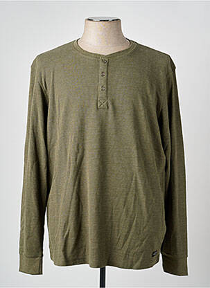 T-shirt col tunisien manches longues vert BLEND homme