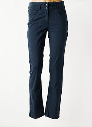 Pantalon slim tissage popeline taille normale bleu JULIE GUERLANDE femme