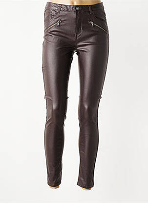 Pantalon slim stretch taille normale marron B.YOUNG femme