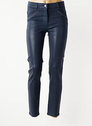 Pantalon slim tissage enduit taille normale bleu JULIE GUERLANDE femme