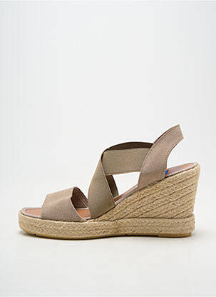 Espadrilles bout ouvert talon de 7 à 9cm beige VERBENAS femme