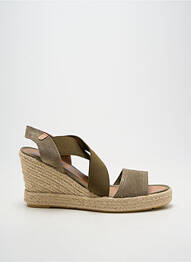 Espadrilles bout ouvert talon de 7 à 9cm vert VERBENAS femme