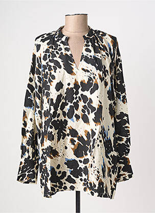 Blouse poignets boutonnés avec fente manches longues beige BRANDTEX femme