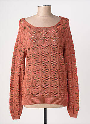 Pull col bateau manches longues orange JULIE GUERLANDE femme
