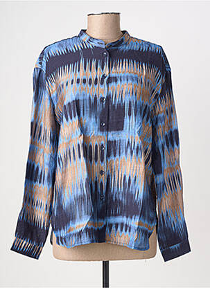 Chemisier col mao manches longues bleu BRANDTEX femme