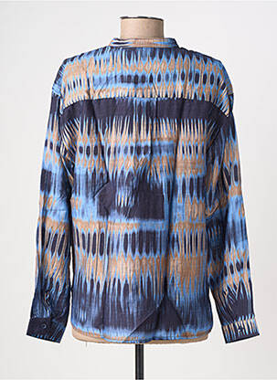 Chemisier col mao manches longues bleu BRANDTEX femme