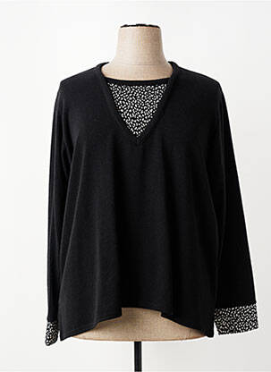 Pull coupe droite manches longues noir QUATRE VINGT JOURS femme
