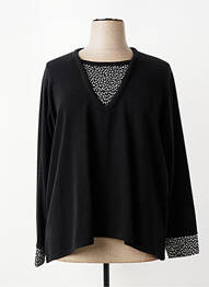 Pull stretch manches longues noir QUATRE VINGT JOURS femme
