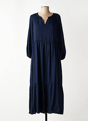 Robe longue tissage popeline manches longues bleu LOLA ESPELETA femme