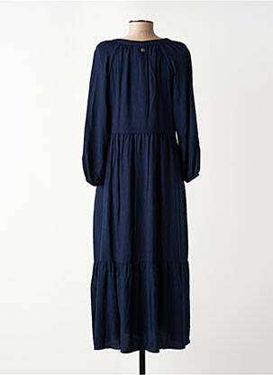 Robe longue tissage popeline manches longues bleu LOLA ESPELETA femme