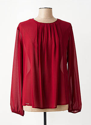 Blouse légère et transparente manches longues rouge QUATRE VINGT JOURS femme