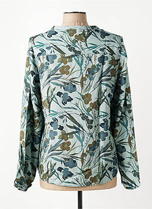 Blouse tissage popeline manches longues vert TBS femme