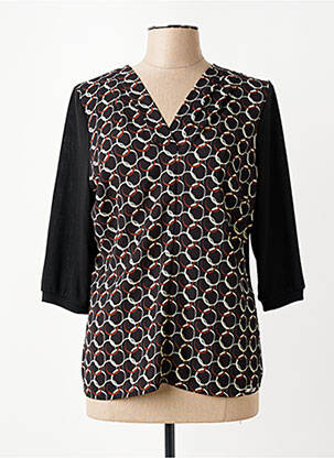 Top tissage crêpe manches 3/4 noir QUATRE VINGT JOURS femme