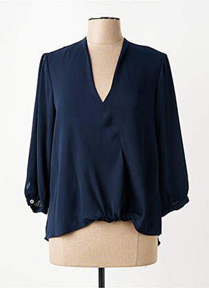 Blouse manches longues manches longues bleu QUATRE VINGT JOURS femme