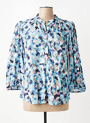 Chemisier imprimé fantaisie manches 3/4 bleu BRANDTEX femme