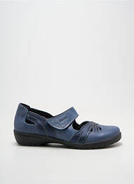 Ballerines fermeture scratch talon plat jusqu'à 3cm bleu SUAVE femme