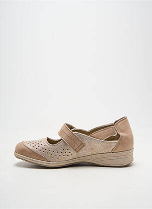 Ballerines fermeture scratch talon plat jusqu'à 3cm beige SUAVE femme