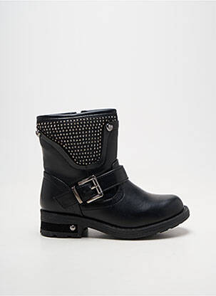 Bottines/boots tissage satiné talon bas noir SK8 fille