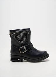 Bottines/boots tissage satiné talon bas noir SK8 fille