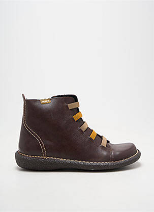 Bottines/boots tissage satiné bout rond marron BRAN'S garçon