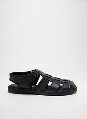 Sandales/nu pieds tissage satiné bout rond noir WALKING homme