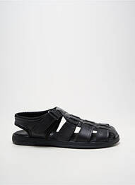 Sandales/nu pieds tissage satiné bout rond noir WALKING homme