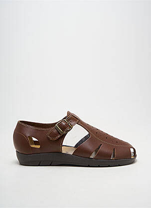 Sandales/nu pieds tissage satiné bout rond marron BOISSY homme