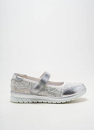 Ballerines fermeture scratch talon plat jusqu'à 3cm argent INEA femme