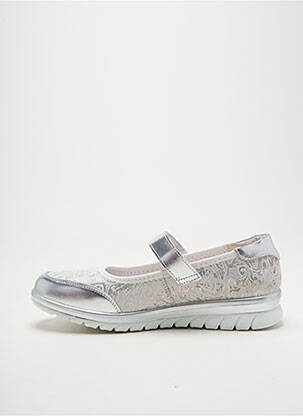 Ballerines fermeture scratch talon plat jusqu'à 3cm argent INEA femme