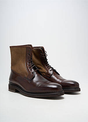 Bottines/boots tissage satiné talon bas marron FINSBURY homme
