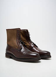 Bottines/boots tissage satiné talon bas marron FINSBURY homme