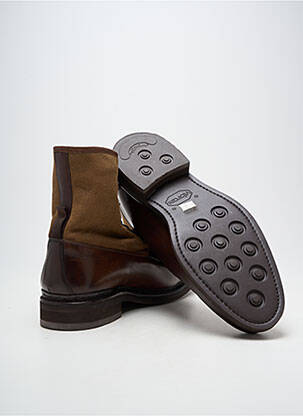 Bottines/boots tissage satiné talon bas marron FINSBURY homme