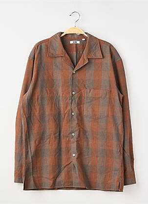 Chemise manches longues coupe droite marron UNIQLO homme