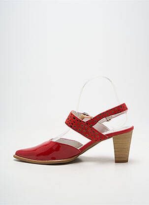 Sandales/nu pieds matière lisse talon de 7 à 9cm rouge J.METAYER femme