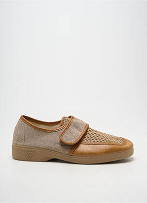 Chaussons/pantoufles fermeture scratch bout rond marron SOIR ET MATIN homme