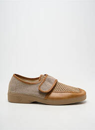 Chaussons/pantoufles fermeture scratch bout rond marron SOIR ET MATIN homme