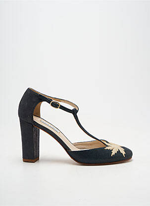 Escarpins tissage satiné talon de 7 à 9cm bleu PATRICIA BLANCHET femme
