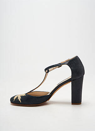 Escarpins tissage satiné talon de 7 à 9cm bleu PATRICIA BLANCHET femme