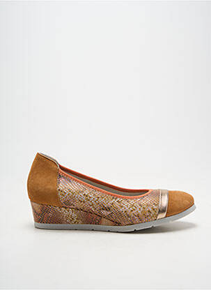 Ballerines tissage satiné talon de 4 à 6cm marron DORKING femme