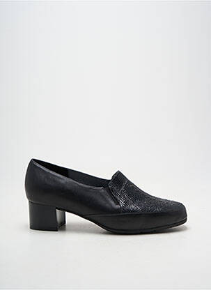 Mocassins tissage satiné talon de 4 à 6cm noir ARTIKA SOFT femme