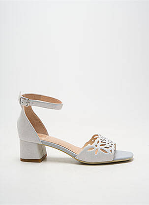 Sandales/nu pieds tissage satiné talon de 4 à 6cm argent FUGITIVE BY FRANCESCO ROSSI femme