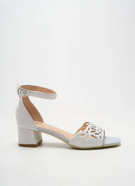 Sandales/nu pieds tissage satiné talon de 4 à 6cm argent FUGITIVE BY FRANCESCO ROSSI femme