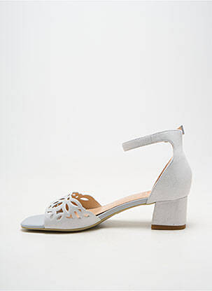 Sandales/nu pieds tissage satiné talon de 4 à 6cm argent FUGITIVE BY FRANCESCO ROSSI femme